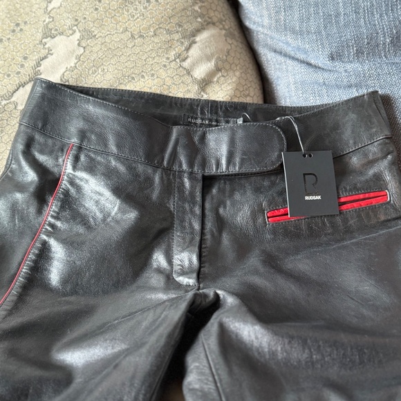 BLACK Leather Vintage Pants RUDSAK size XS - Picture 3 of 9